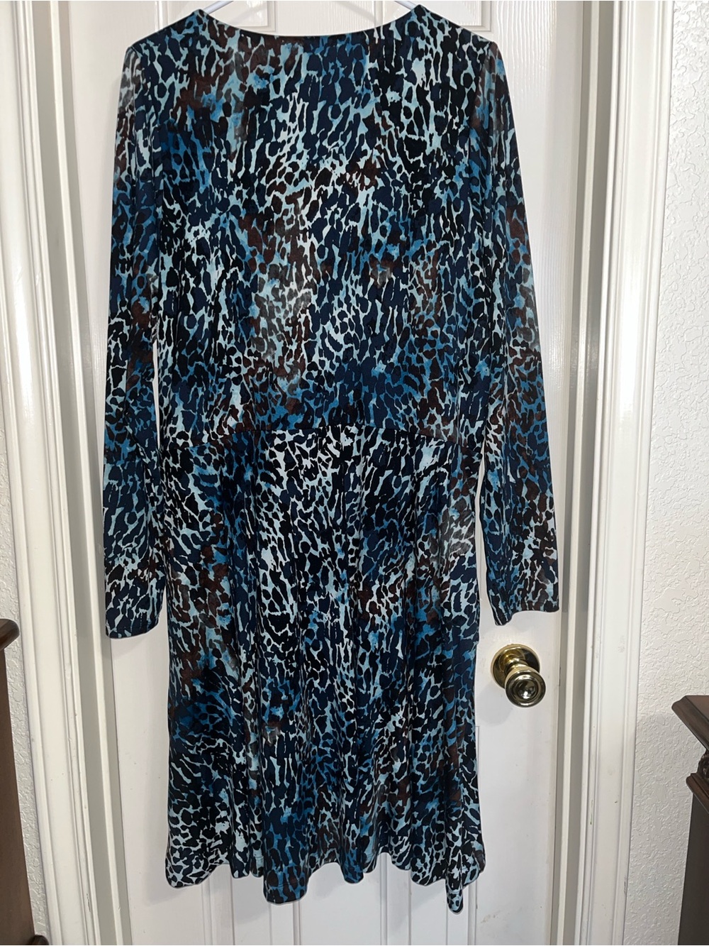 Nine Britton Stitch Fix 2X Blue Black Abstract Print Faux Wrap Dress NWT - Picture 4 of 5